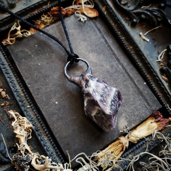 Chevron Amethyst Electroformed Necklace - Picture 2 of 8